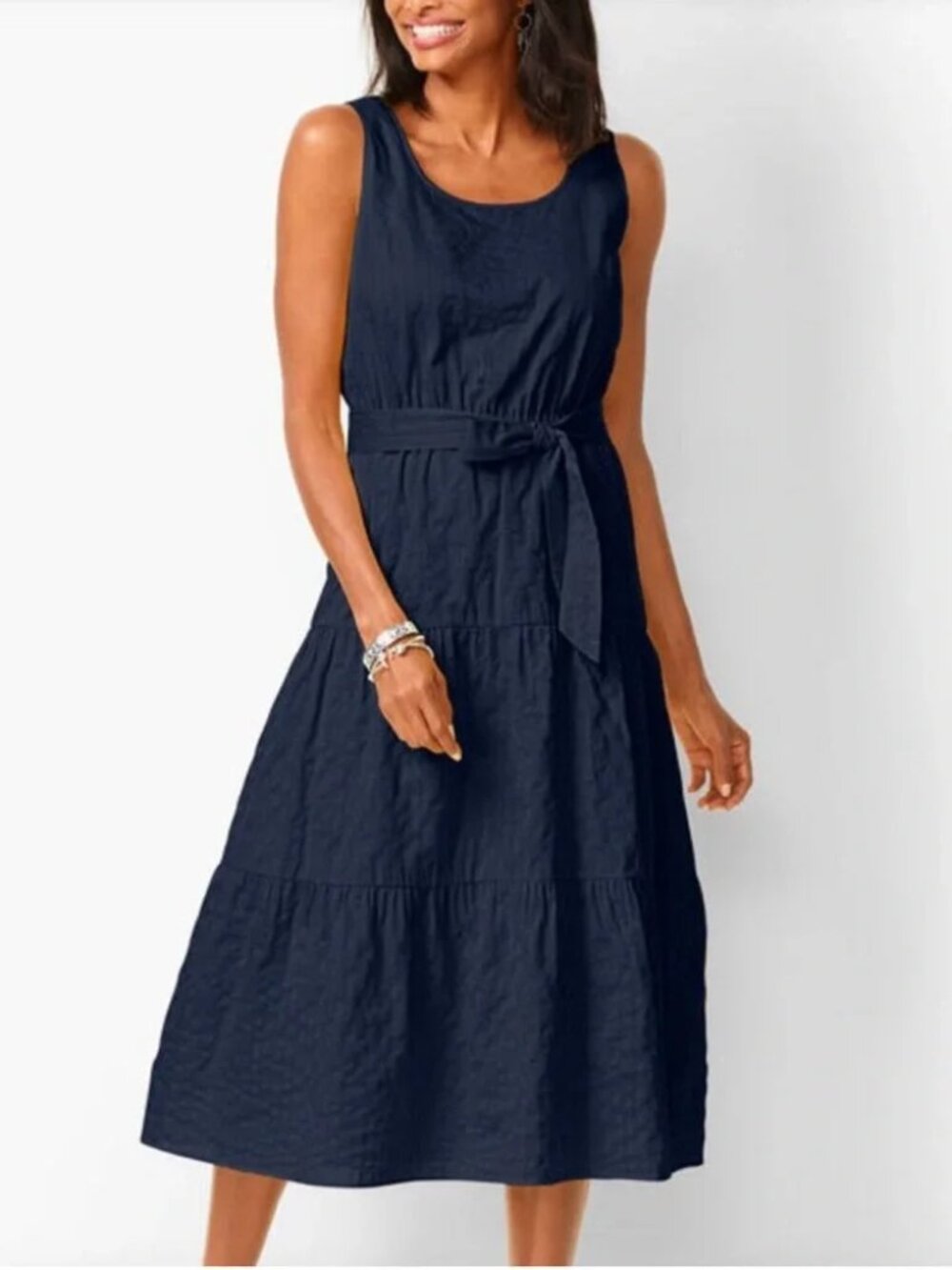 Talbots Tiered Indigo Sundress Size 14